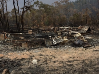 Clear Range Fire, remains of two caravans