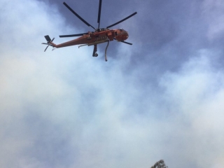 Good Good Fire, skycrane helicopter in flight